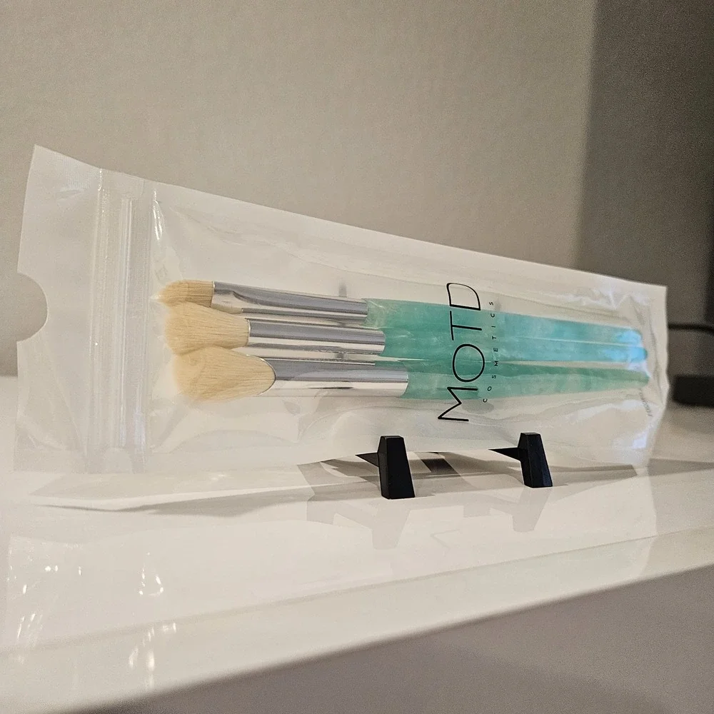 MOTD Beauty Brush Set 3 Piece Set Green/clear 1-3 Makeup Brushes
